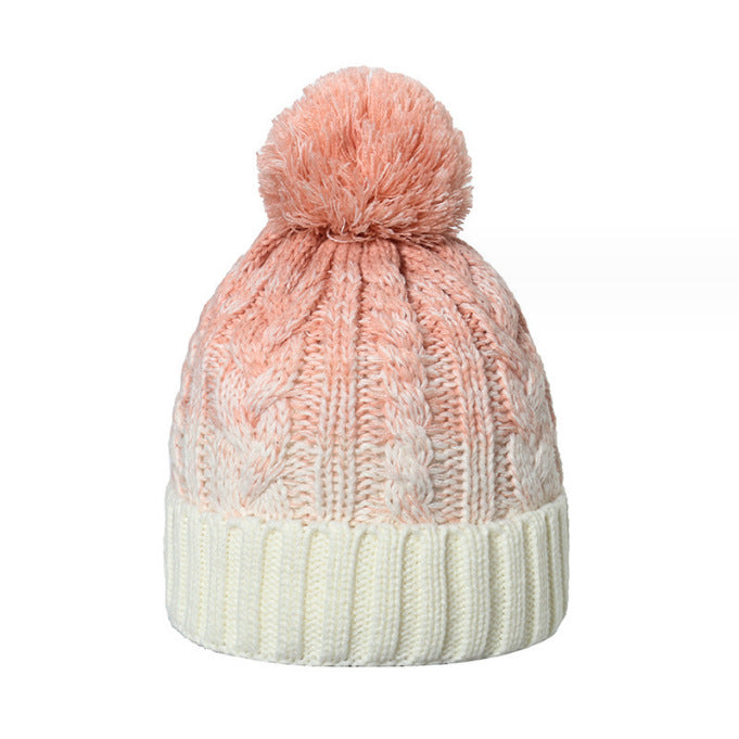 Wholesale fur ball fleece-lined warm knitted winter hat