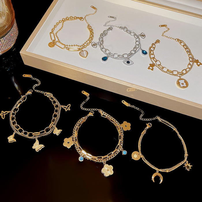 Wholesale stainless steel bracelet double-layer folded to wear