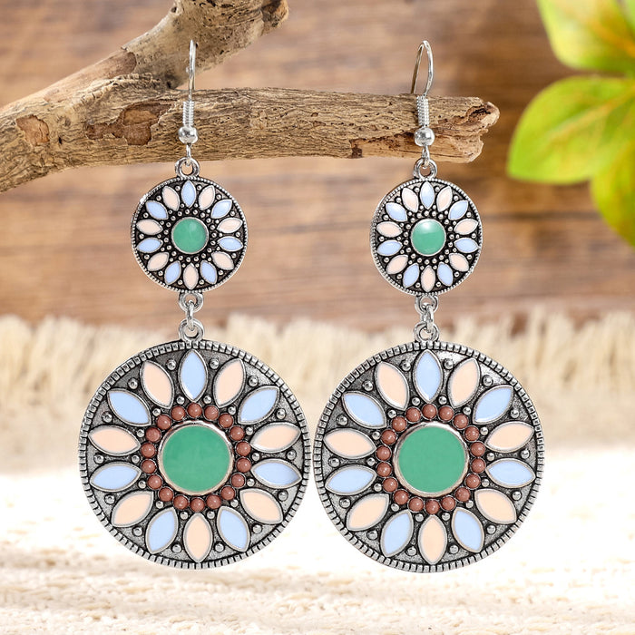 Wholesale 2pcs Bohemian Vintage Flower Tassel Elegant Earrings