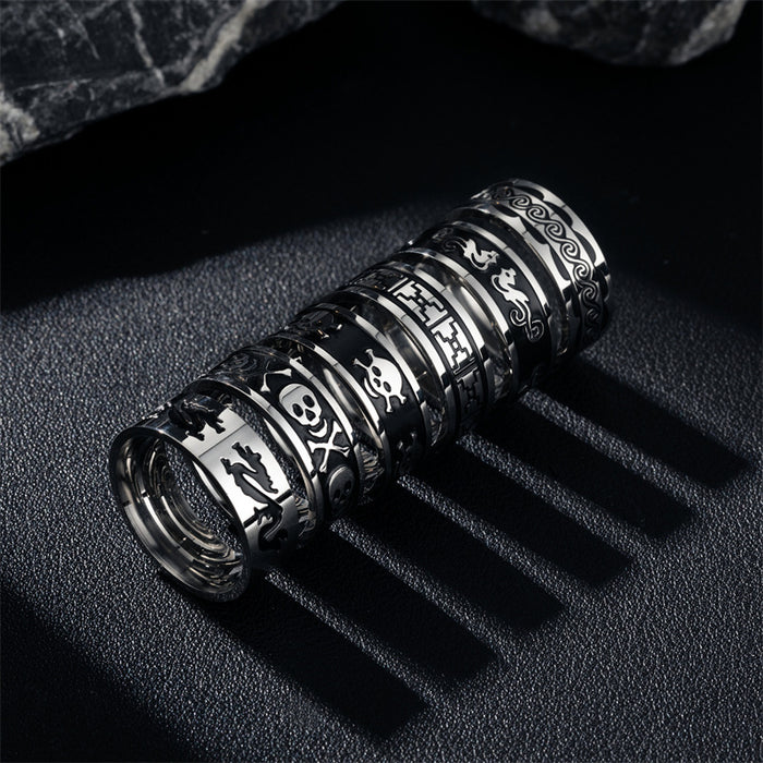 Wholesale  Corrosion Blackened Skull Titanium Steel Ring Retro Simple  Stainless Steel Ring