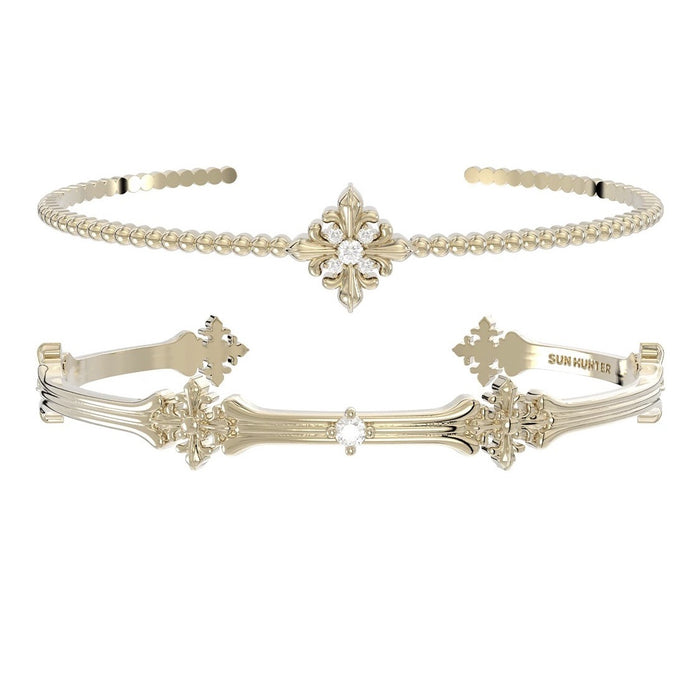 Wholesale Retro Iris Flower Bracelet Titanium Gold Tone Copper Gold Plated Unique Fashion Jewelry Accessory