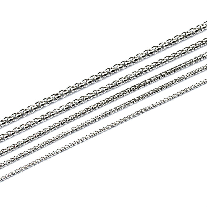Wholesale Stainless steel square pearl necklace, titanium steel jewelry with chain, thick chain, men's snake bone chain, plain chain, simple