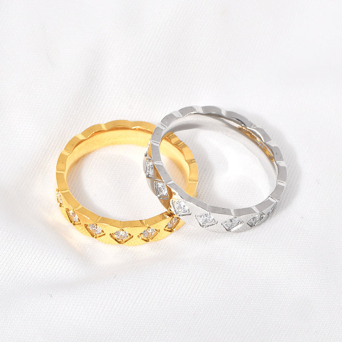 Wholesale Simple Niche Rhombus Micro-Set Diamond Multi-Color Ring
