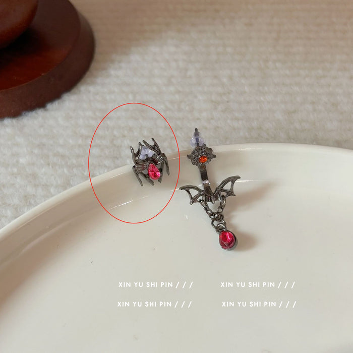Wholesale Zircon spider earrings, niche design, bat earrings