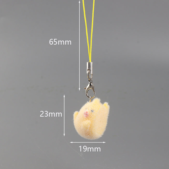 Wholesale 3D Flocked Resin Chick Keychain Charm