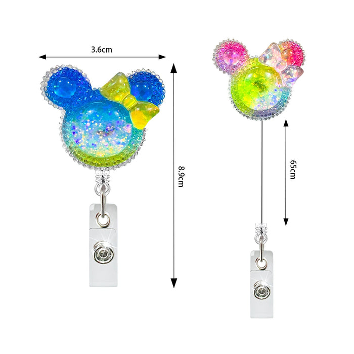 Wholesale Crystal Patch Acrylic Glitter Badge Scroll Retractable Keychain JDC-KC-QiDing018