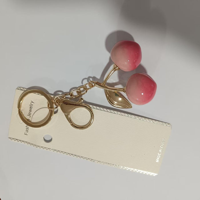 Wholesale Cherry Keychain Pendant Sense Simulation Fruit Peach Accessories Bag