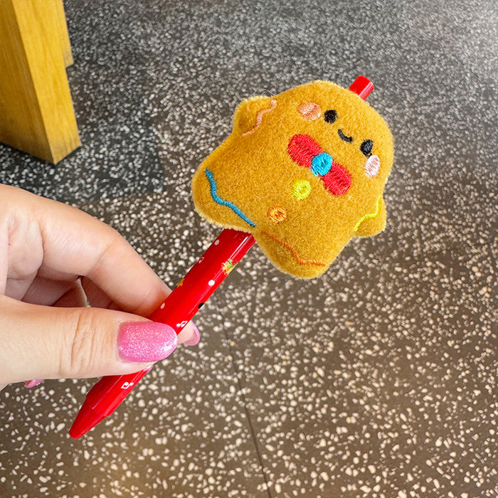 Wholesale Christmas Plush Cute Cartoon Push Ballpoint Pen