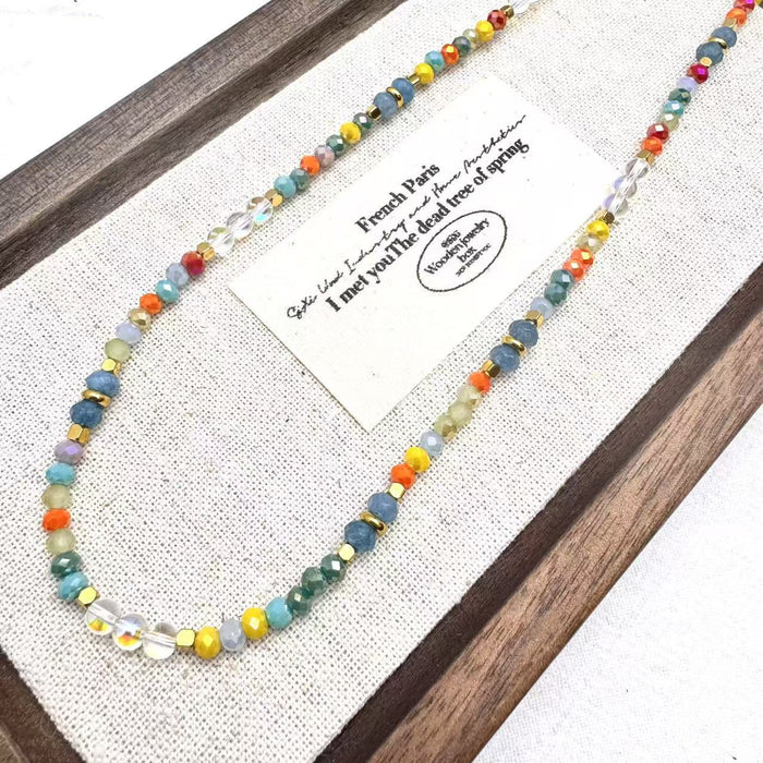 Wholesale Pearl Crystal Necklace Colorful Four Seasons Wear Light Luxury Fashion Collar Chain