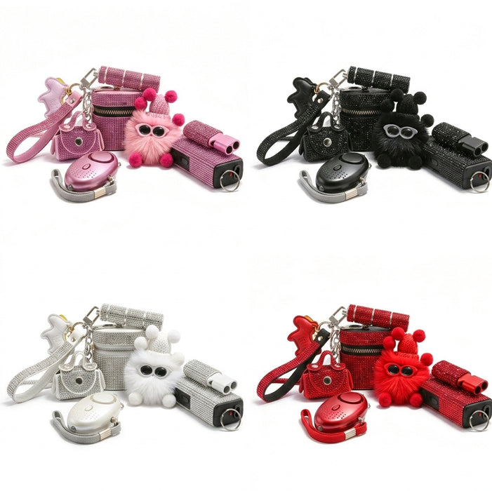 Wholesale Stainless Steel 7 In 1 Women Safety Alarm Kit Personal Self Defense Keychain Set