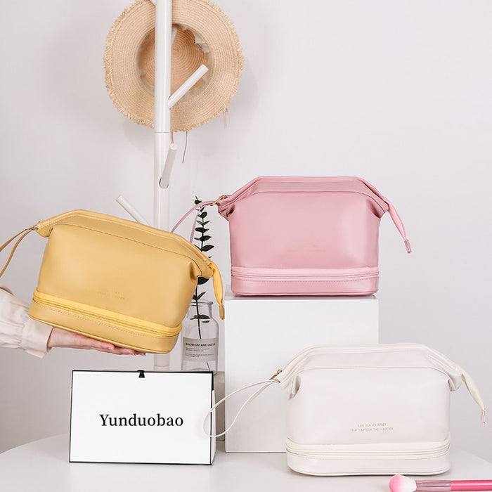 Wholesale Modern Cloud Design Double Layer Makeup Bag PU Leather Travel Toiletry Pouch Everyday Use And Gift