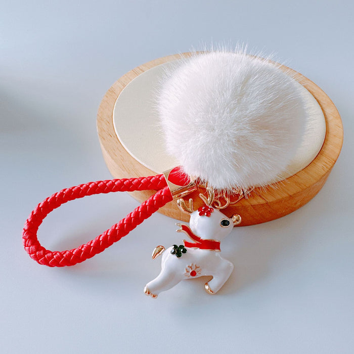 Wholesale Rhinestone Oil Drop Christmas Hat Shoes Snowman Sika Deer Hair Ball Zinc Alloy Keychain JDC-KC-ZhanLun019