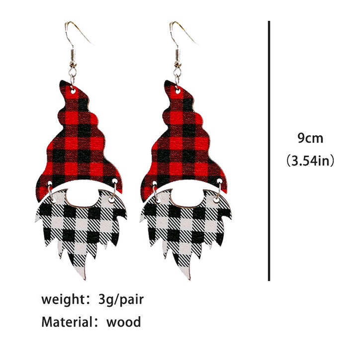 Wholesale Colorful Christmas Tree Earrings Christmas Leopard Print Plaid Splicing Fungus Ring Simple Bohemian Christmas Earrings