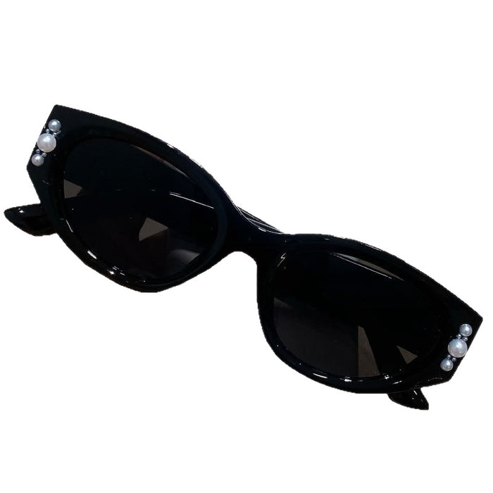 Wholesale New cat eye sunglasses with a high-end and elegant feel, pearl style sunglasses with UV protection