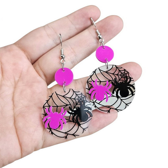 Wholesale Halloween Acrylic Spider Web Bat Earrings JDC-ES-XuePa009