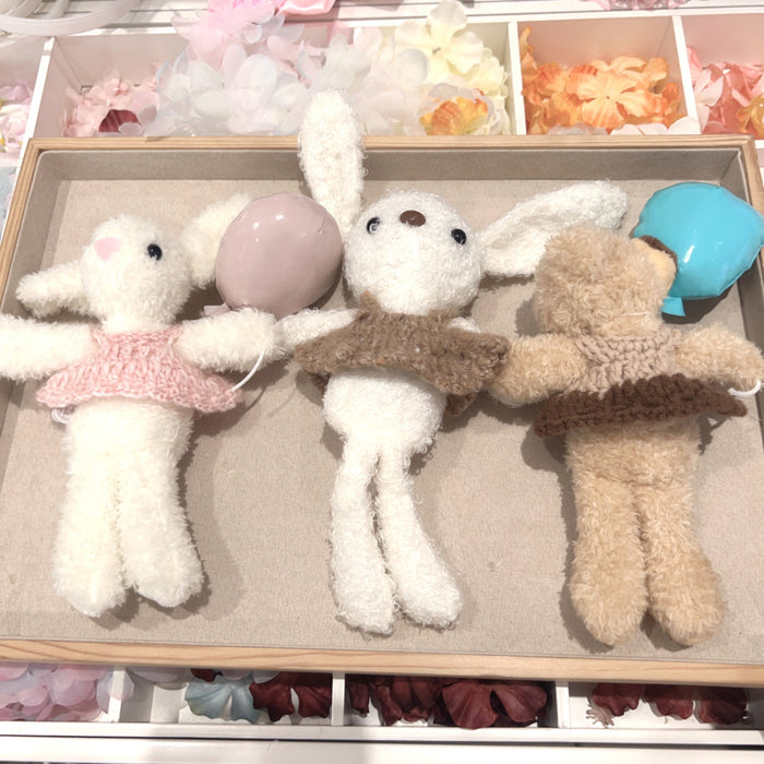Wholesale Plush balloon teddy bear keychain bag pendant cute cartoon children's toys handmade accessories