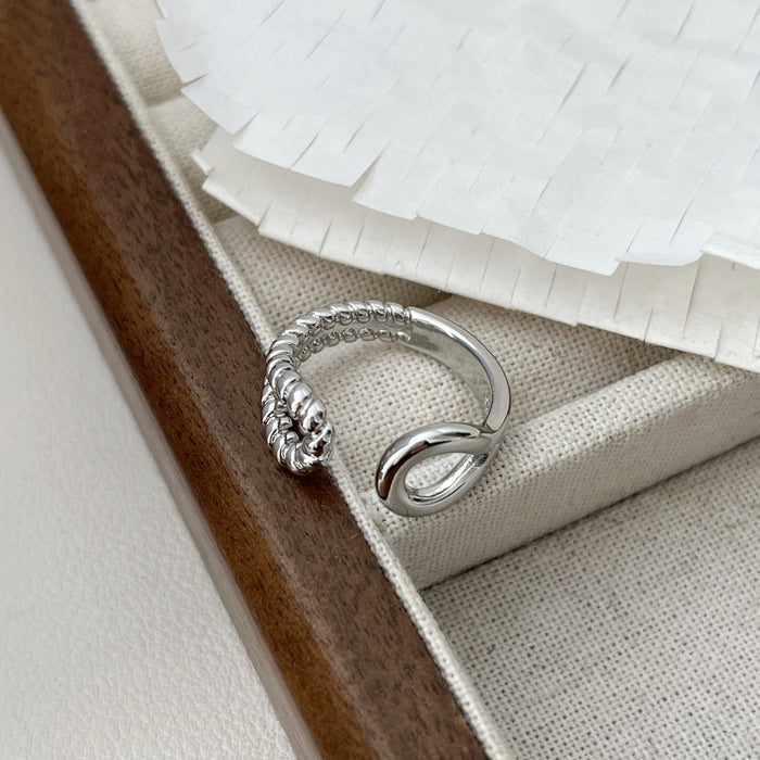 Wholesale Water drop hollowed out Fried Dough Twists opening ring is versatile, fashionable, personalized, high-level, small ring