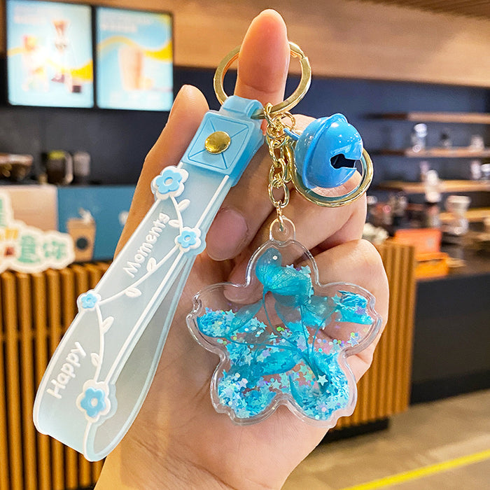 Wholesale Oil-flowing Quicksand Sakura Keychain