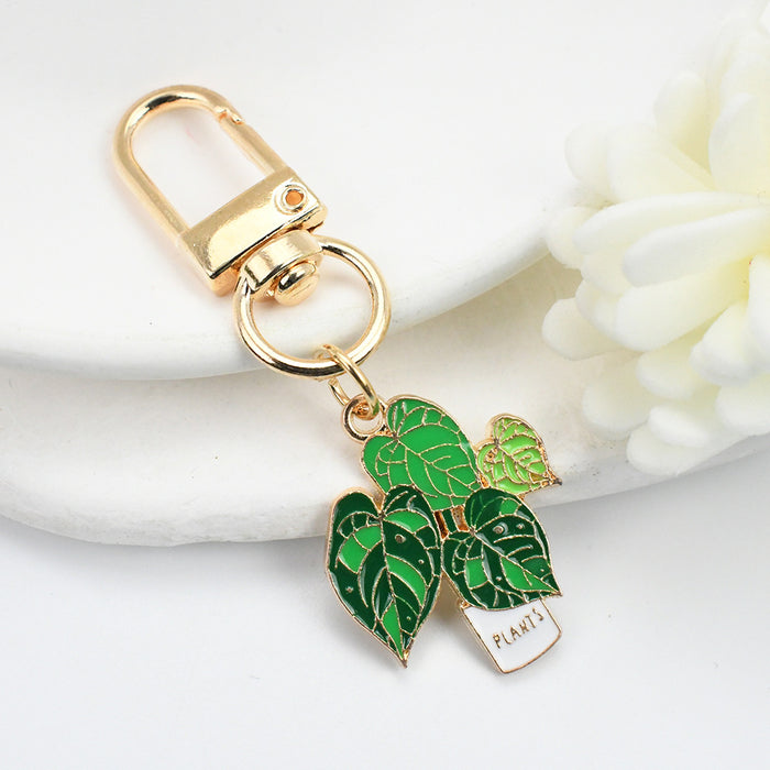 Wholesale Succulent Potted Plant Green Leaf Keychain