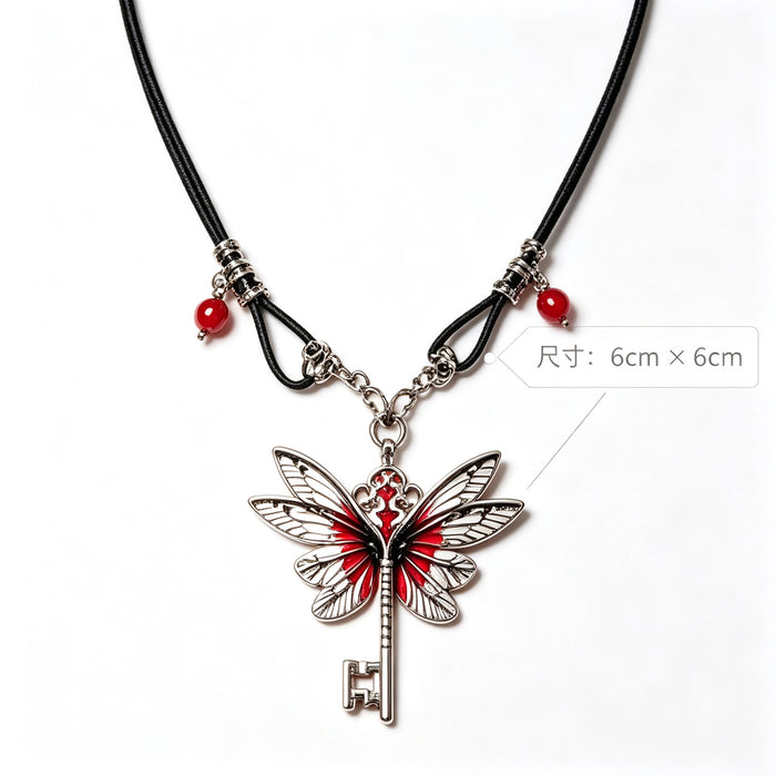 Wholesale Zinc Alloy Sand Gold Choker Necklace Dragonfly Pendant MOQ≥3