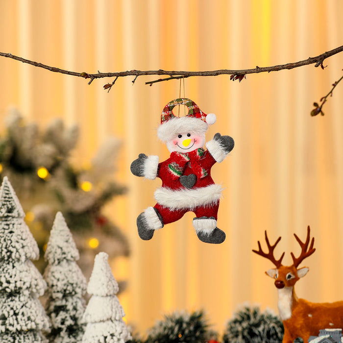 Wholesale Fabric Red and Green Dancing Pendant Hand-Raising Doll Pendant Christmas Tree Small Pendant Decoration