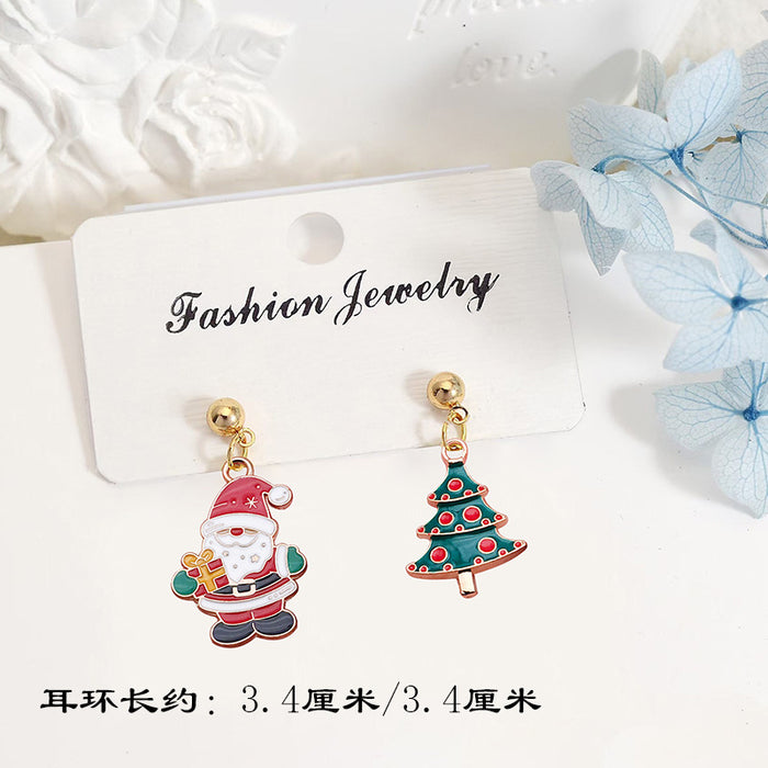 Wholesale S925 Silver Post Christmas Earrings Santa Deer Snowflake Studs for Women Party Gift Fashion Accessory