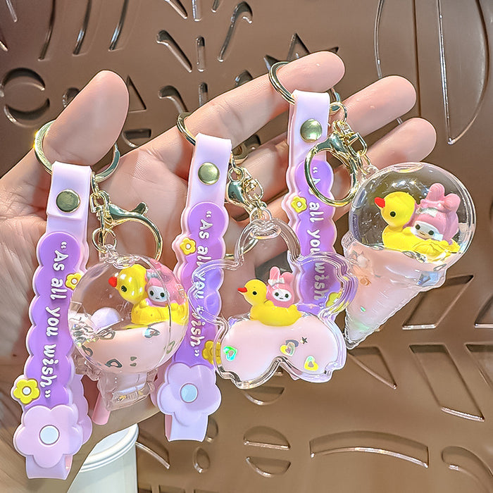 Wholesale Acrylic Drifting Bottle Keychain Cute Yellow Duck Bag Charm