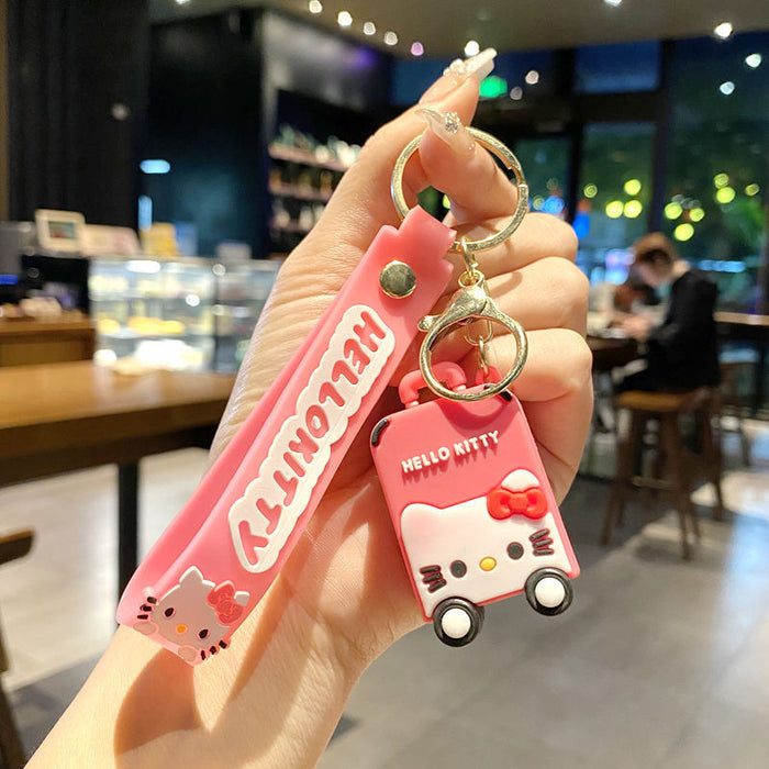 Wholesale Cute Cartoon Cat Luggage Keychain Pendant Soft Rubber Bag Charm Red Travel Accessory Gift