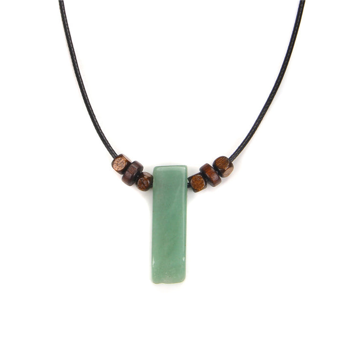 Wholesale Irregularly shaped raw stone flat tube pendant and stone bead necklace