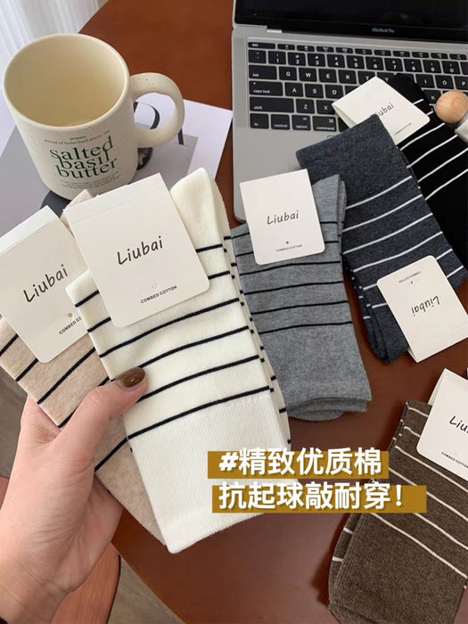 Wholesale Sports striped socks, mid tube socks, college style stripes, versatile