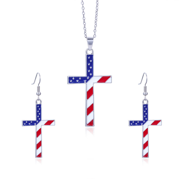 Wholesale Jewelry alloy diamond studded striped earrings necklace set