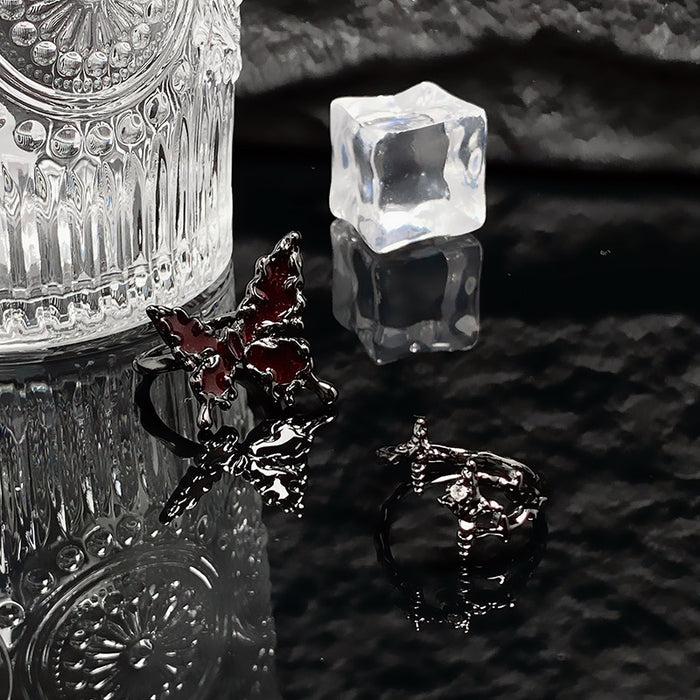 Wholesale Butterfly liquid opening ring, fashionable temperament, high-end feeling, retro ring