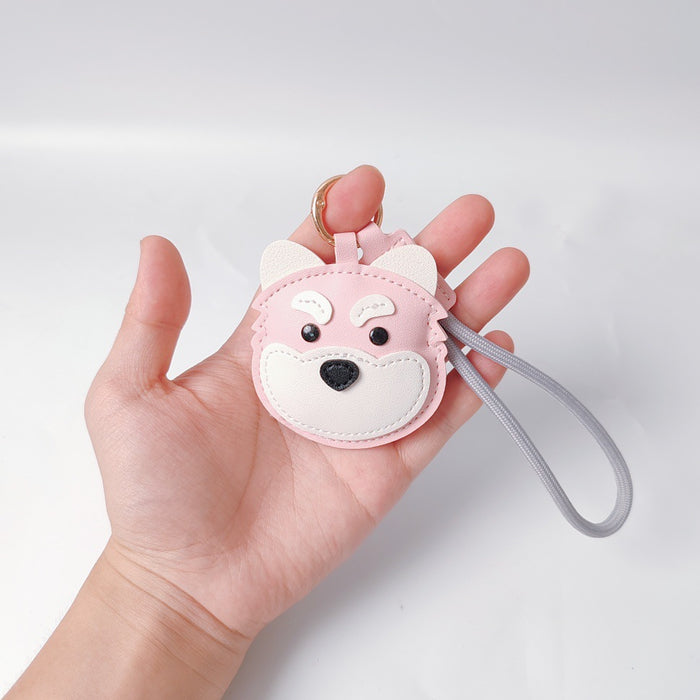 Wholesale PU Leather Black Husky Cartoon Dog Keychain Bag Charm Trendy Car Key Accessory
