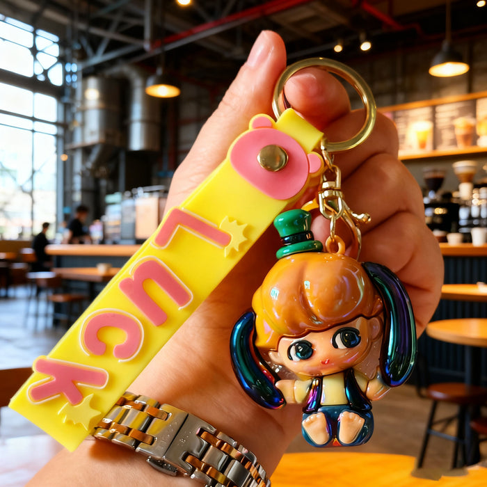 Wholesale Cute electroplated cartoon colorful keychains for couples