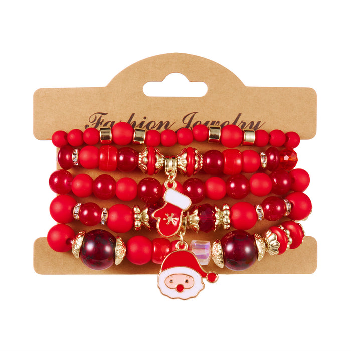 Wholesale Christmas colorful beads and diamond snowflake Christmas tree elastic bead bracelet Christmas set