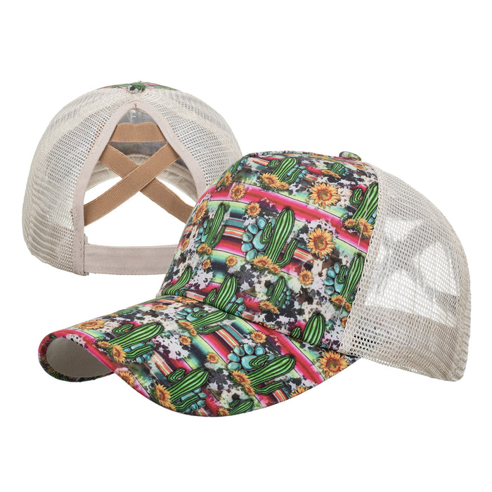 Wholesale Cotton Polyester Cross Ponytail Baseball Hats JDC-FH-ZhongMei001