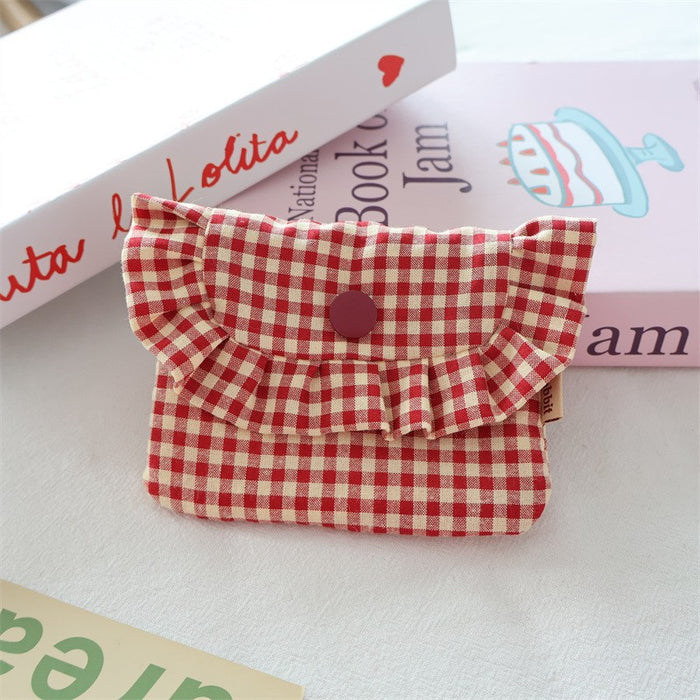 Wholesale Gingham Plaid Flap Pouch Card Holder Wallet For Women Portable Purse For Everyday Use Home Storage