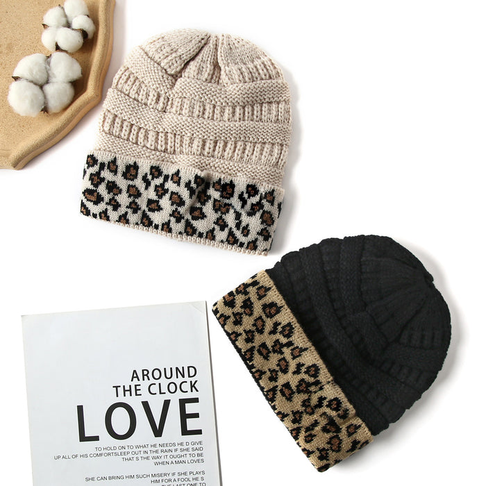 Wholesale Winter warm leopard print knitted hat