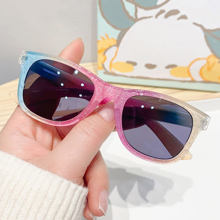 Wholesale New Rainbow Round Frame Thin Glitter Sunshade Sunglasses Trendy Fashion Sunglasses