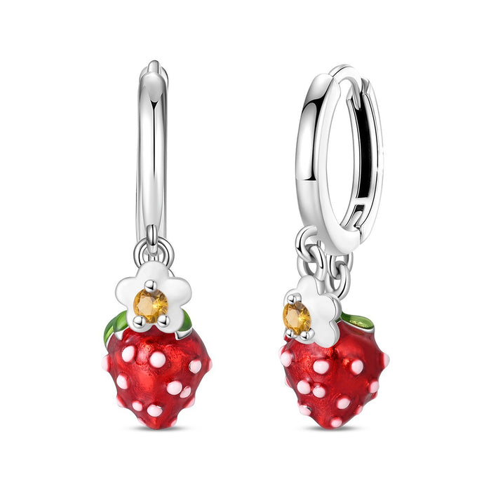 Wholesale Silver Plated Fruit Earrings Strawberry Grape Cherry Party Jewelry Accessory