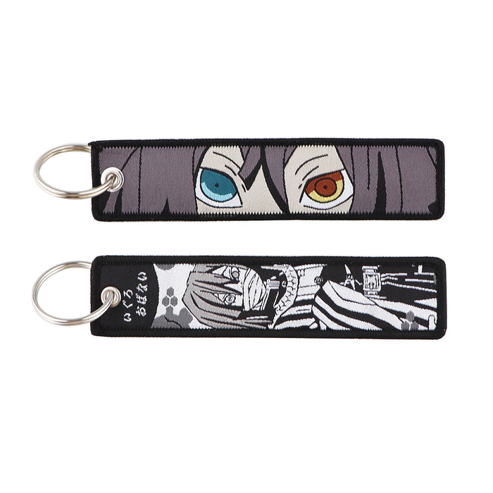 Wholesale Cartoon woven keychain lanyard  access control  ornaments fabric keychain