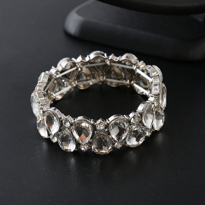 Wholesale Red Electroplated Alloy Water Drop Rhinestone Elastic Bracelet Trendy Women S Jewelry Fashion Gift