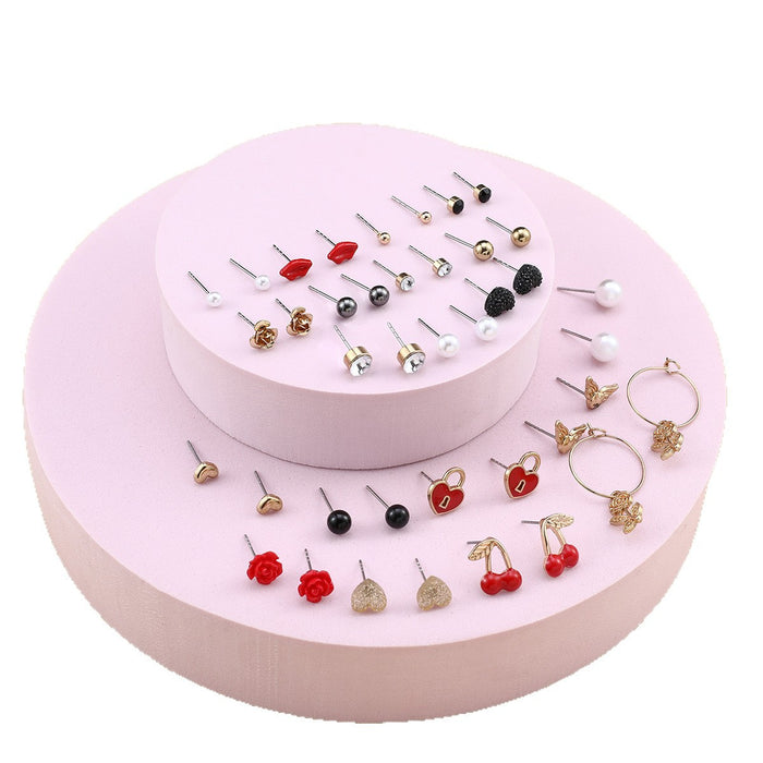 Wholesale Heart-Shaped Earring Set Combination  Jewelry