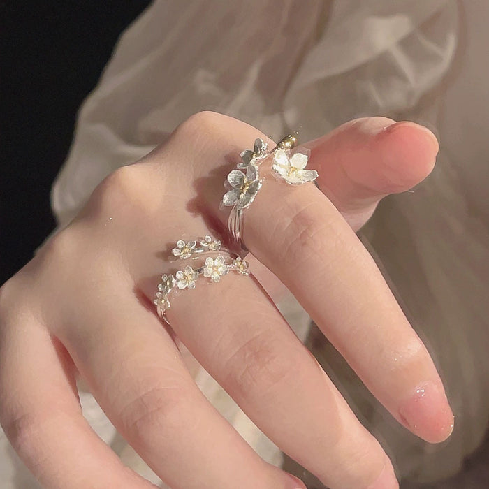 Wholesale Ring niche design, open-ended ring, three-dimensional flower, versatile bracelet