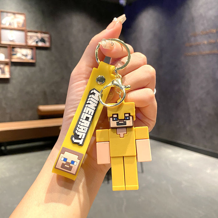 Wholesale Cartoon character PVC building block figurine keychains