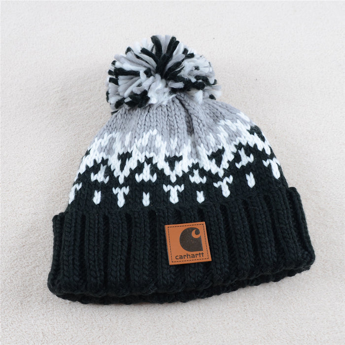 Wholesale Woolen Ball Jacquard Knit Caps (F) JDC-FH-KuT020