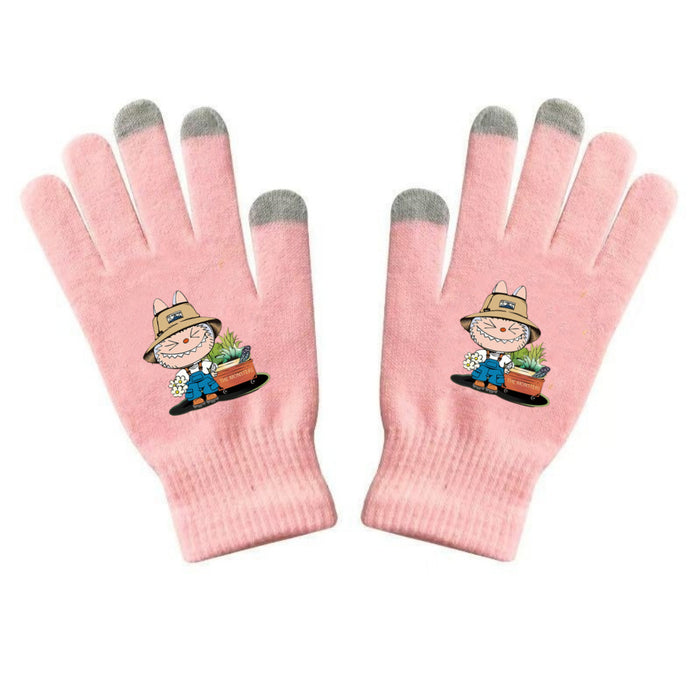 Wholesale Warm Dopamine Printed Knitted Gloves