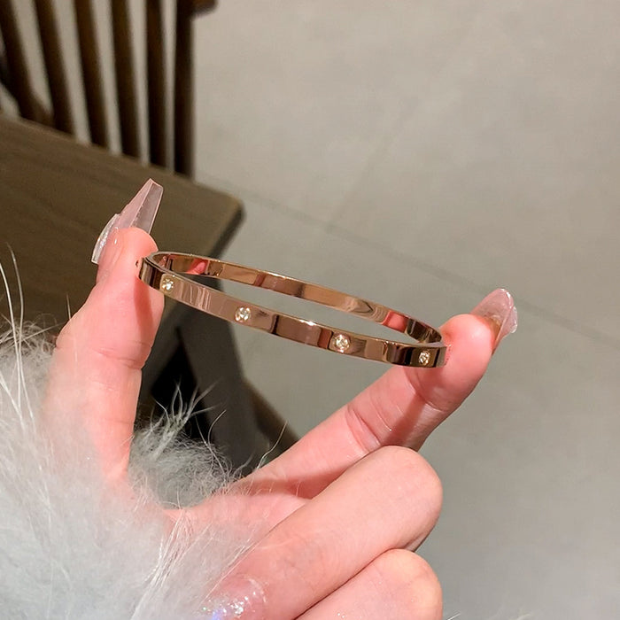 Wholesale Diamond titanium steel bracelet, high-end sensory ring bracelet, silver bracelet, light luxury niche bracelet, zircon jewelry