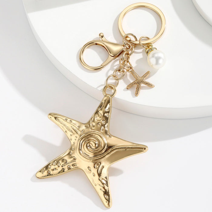 Wholesale Exaggerated Beach-Style Starfish and Conch Keychain