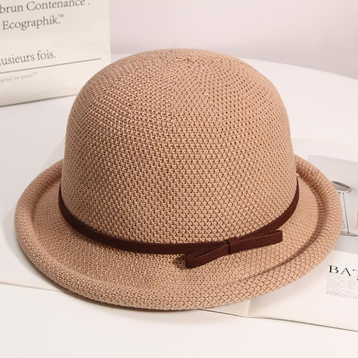 Wholesale Hat Women's Spring and Autumn Summer Bow Curl Top Hat Sunscreen All-match Pot Hat